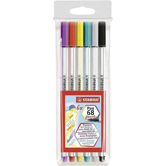 Set de Carioci Stabilo Pen 68 Brush Multicolor (10 Unități) - Birou și papetărie, Pixuri, creioane și articole de scris