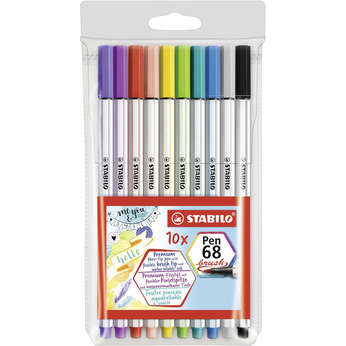 Set de Carioci Stabilo Pen 68 Brush 10 Piese Multicolor - Birou și papetărie, Pixuri, creioane și articole de scris