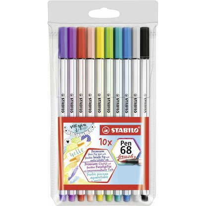 Set de Carioci Stabilo Pen 68 Brush 10 Piese Multicolor - Birou și papetărie, Pixuri, creioane și articole de scris