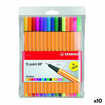 Set de Carioci Stabilo POINT 88 Multicolor 15 Piese (10 Unități) - Birou și papetărie, Pixuri, creioane și articole de scris