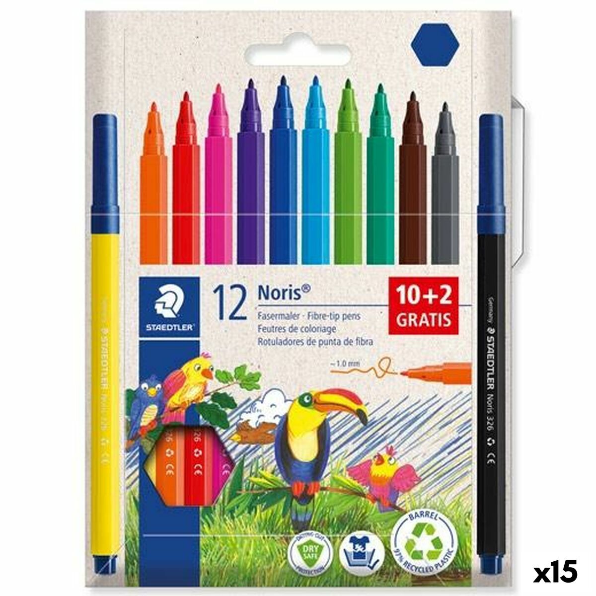 Set de Carioci Staedtler 12Noris Multicolor 12 Piese (15 Unități) - Birou și papetărie, Pixuri, creioane și articole de scris