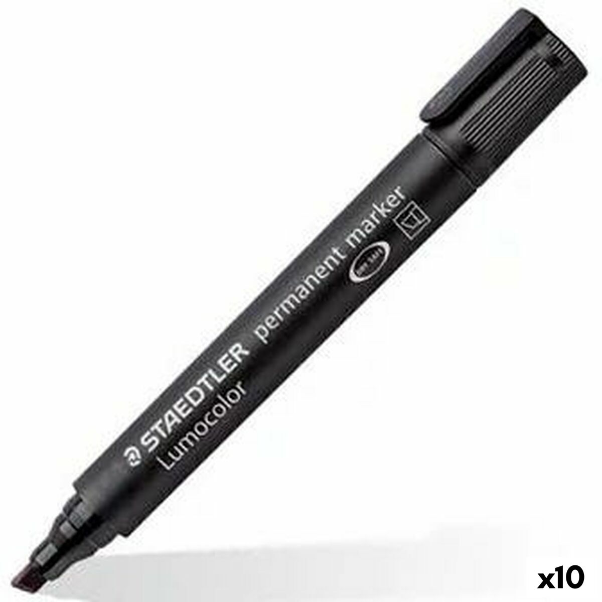 Marker permanent Staedtler Lumocolor 350 Negru (10 Unități) - Birou și papetărie, Pixuri, creioane și articole de scris