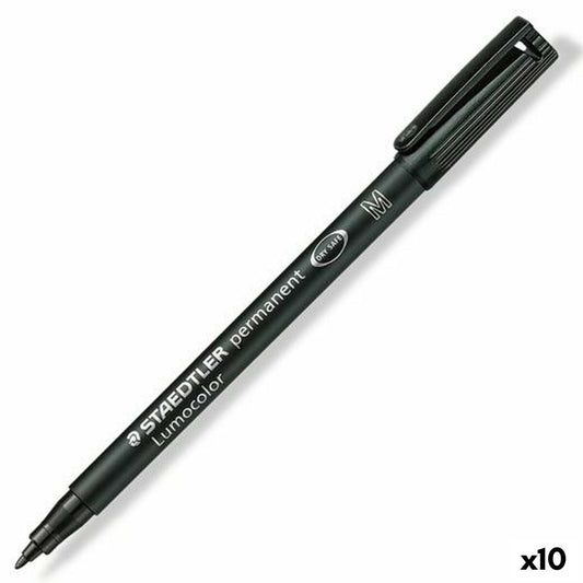 Marker permanent Staedtler Lumocolor 317-9 Negru (10 Unități) - Birou și papetărie, Pixuri, creioane și articole de scris