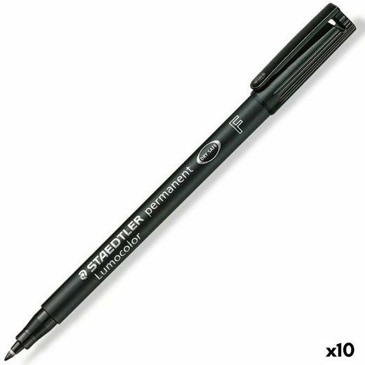 Marker permanent Staedtler Lumocolor 318-9 Negru (10 Unități) - Birou și papetărie, Pixuri, creioane și articole de scris