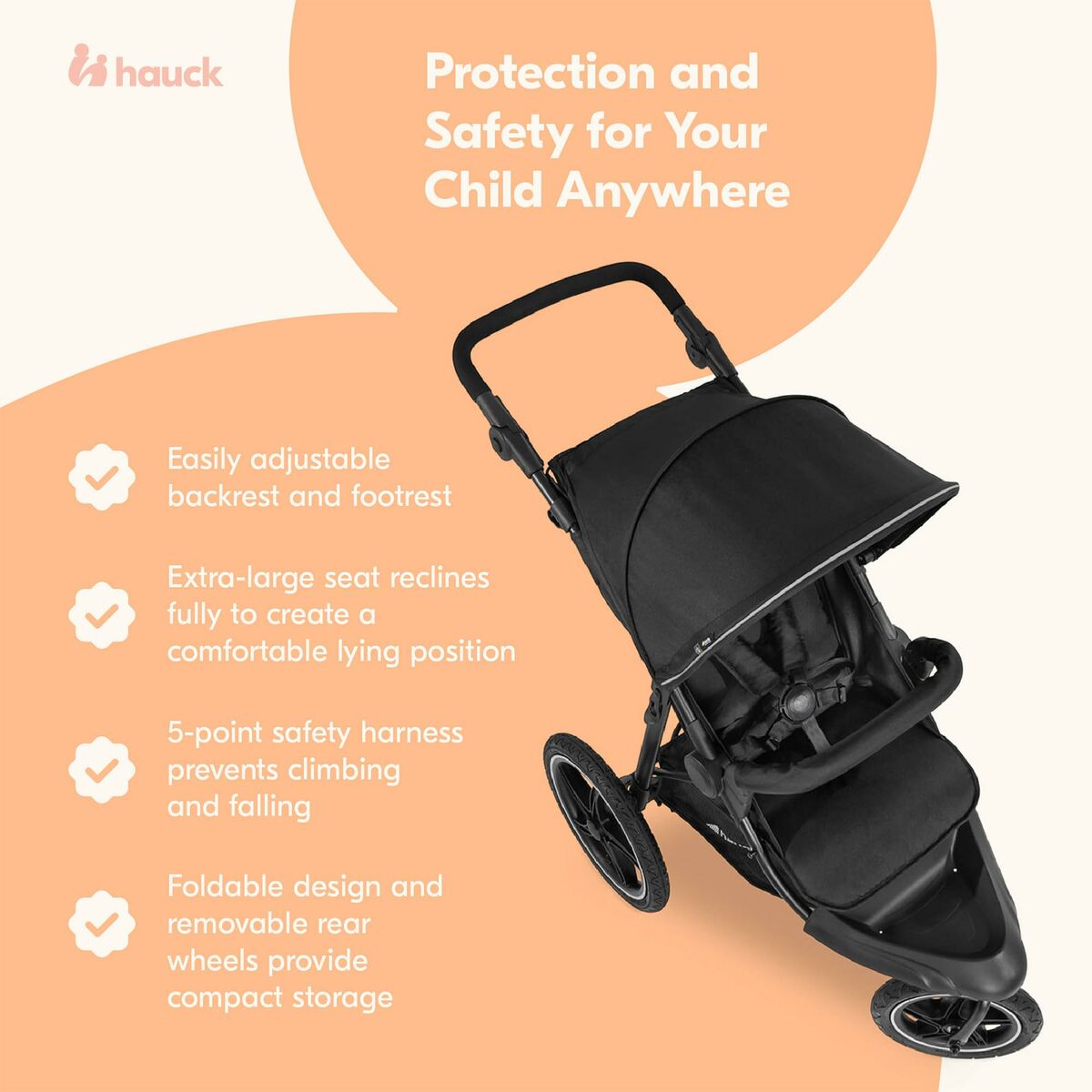 Cărucior de plimbat bebe Hauck Negru - Bebelus, Cărucioare, scaune și accesorii