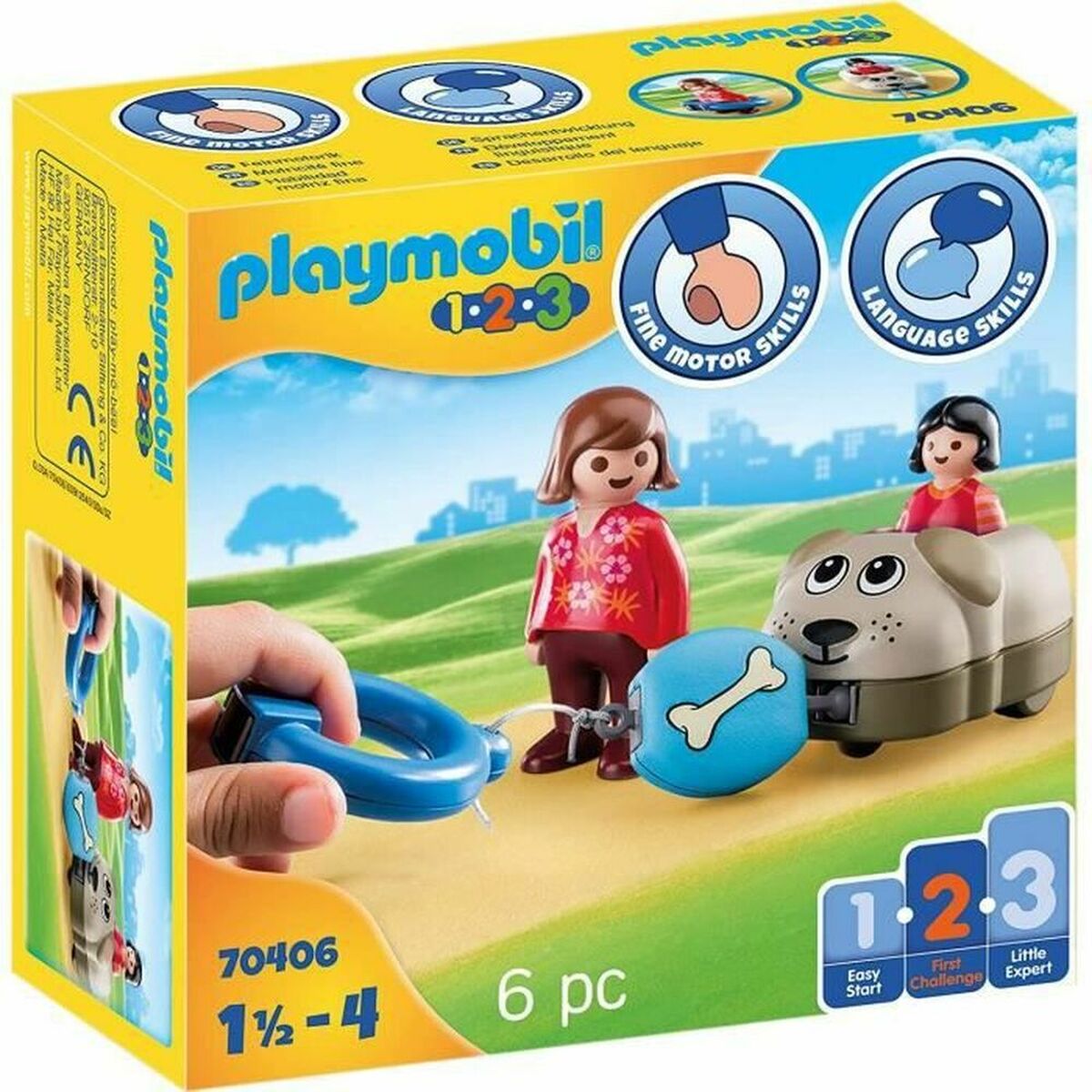 Playset Playmobil 1.2.3 Câine Băieți 70406 (6 pcs) - Jucarii si jocuri, Păpuși și figurine