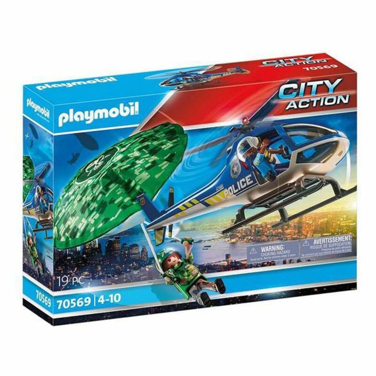 Playset City Action Police helicopter: Parachute Chase Playmobil 70569 19 pcs (19 pcs) - Jucarii si jocuri, Păpuși și figurine