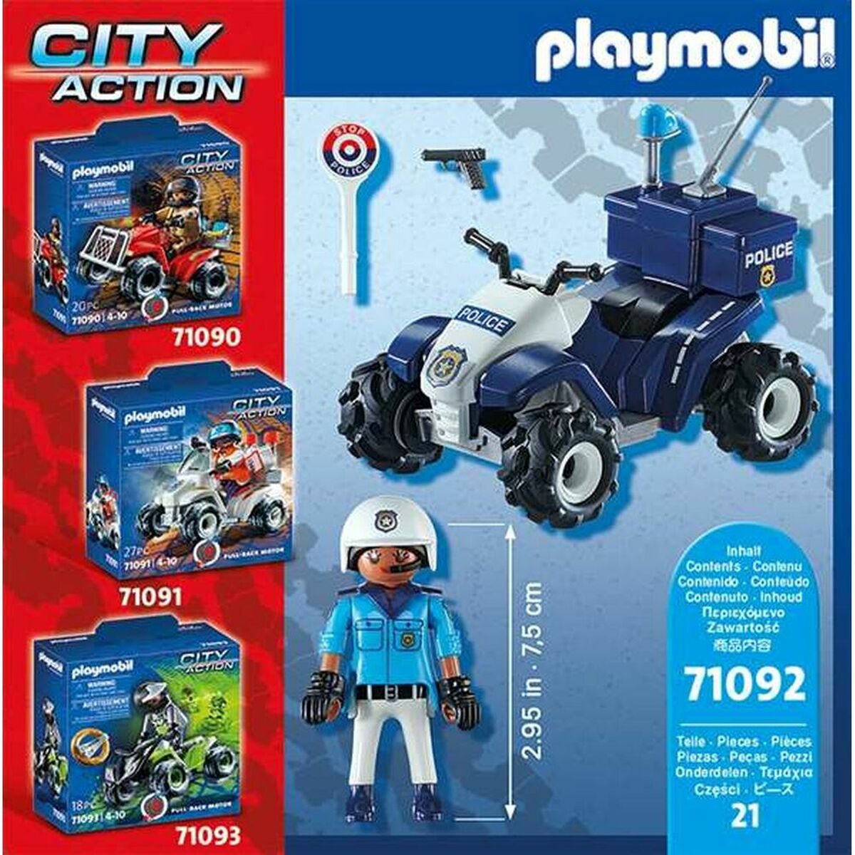 Set de Jucării cu Vehicule Playmobil Speed Quad City Action 71092 Polițist (21 pcs) - Jucarii si jocuri, Păpuși și figurine