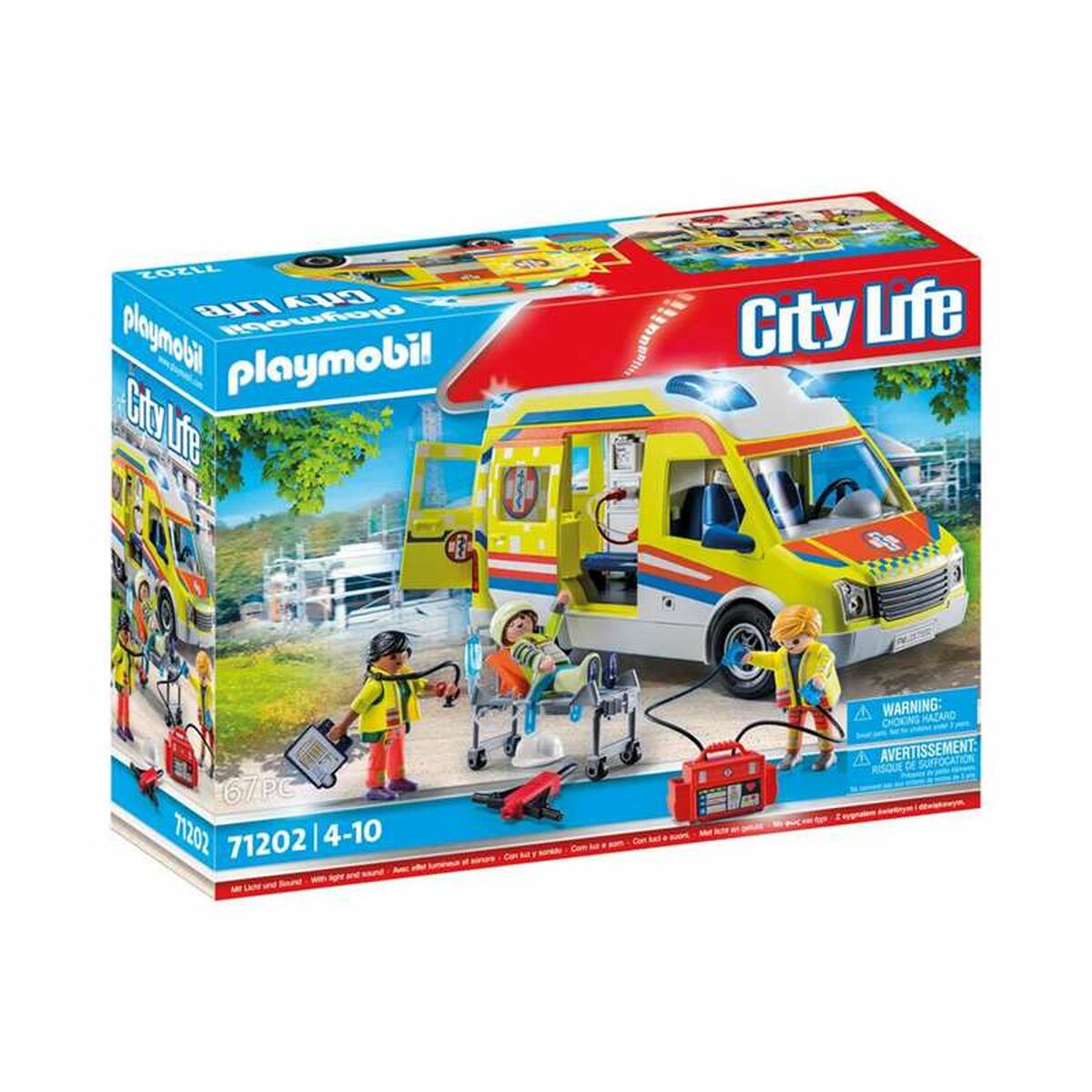 Playset Playmobil 71202 City Life Ambulance 67 Piese - Jucarii si jocuri, Păpuși și figurine