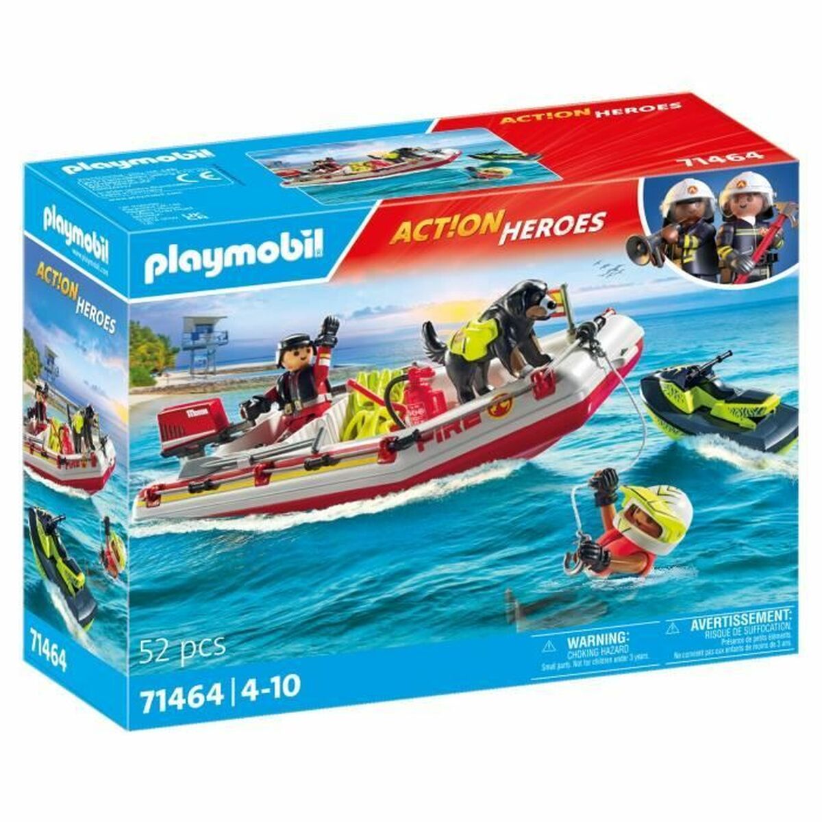 Playset Playmobil Action Heroes - Fireboat and Water Scooter 71464 52 Piese - Jucarii si jocuri, Păpuși și figurine