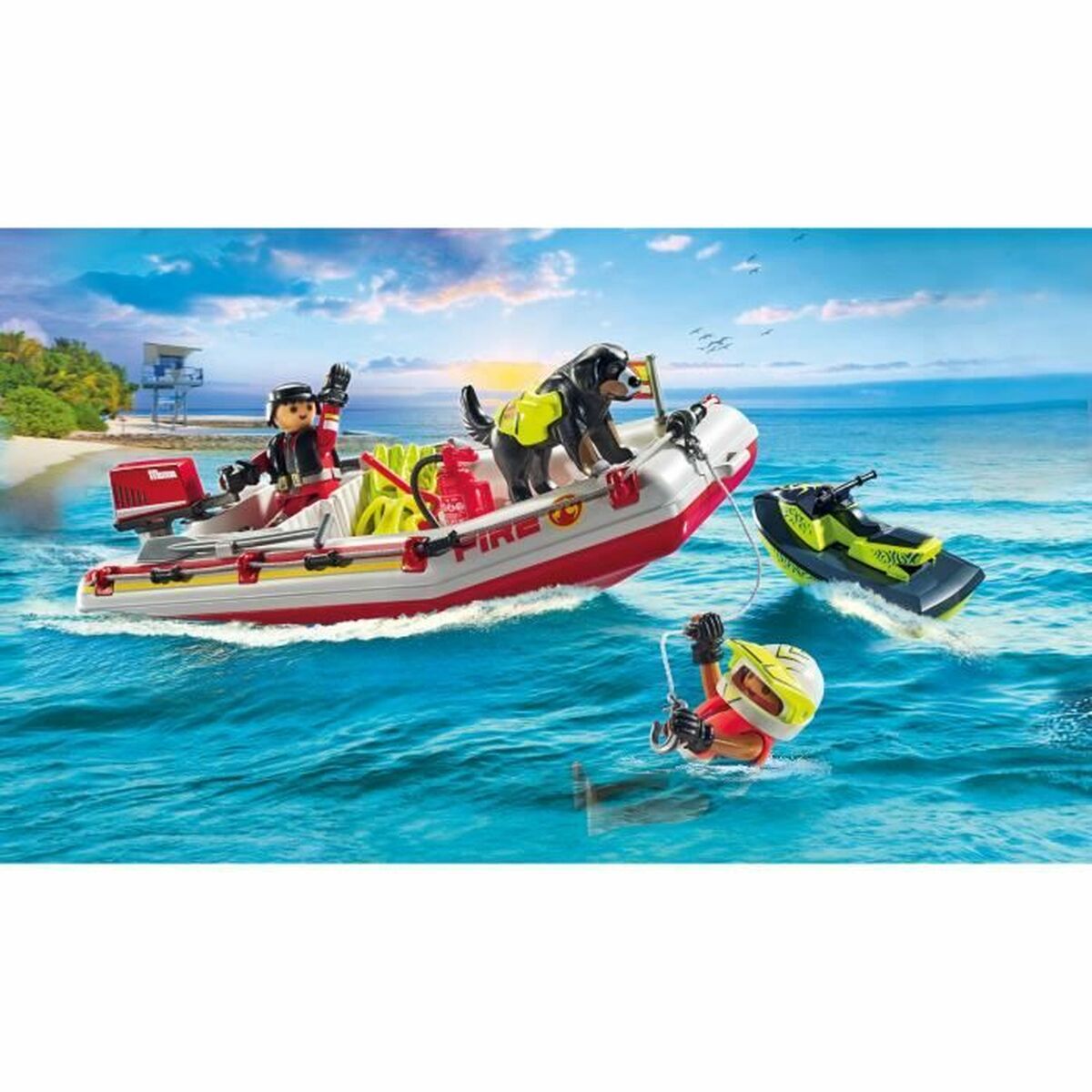 Playset Playmobil Action Heroes - Fireboat and Water Scooter 71464 52 Piese - Jucarii si jocuri, Păpuși și figurine