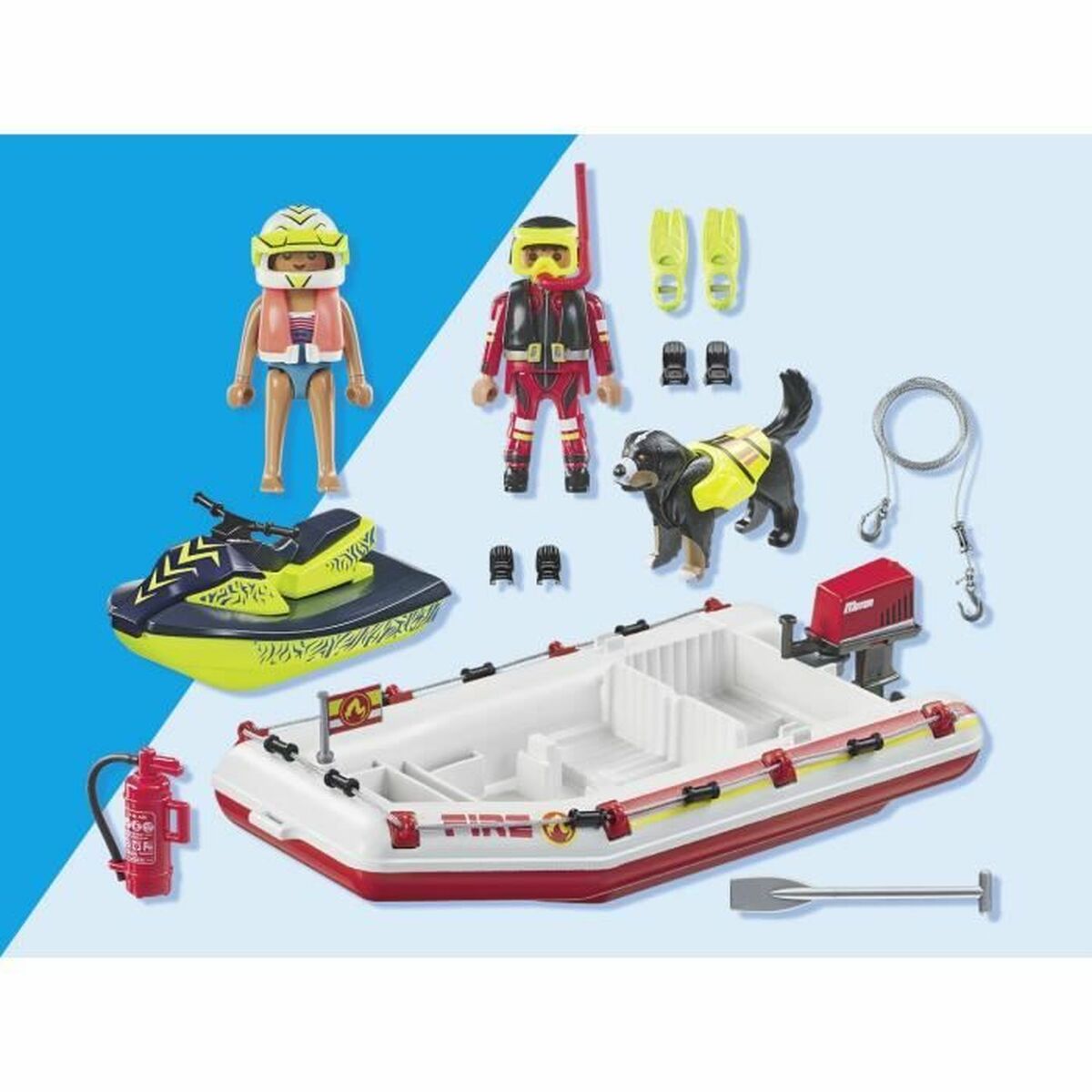 Playset Playmobil Action Heroes - Fireboat and Water Scooter 71464 52 Piese - Jucarii si jocuri, Păpuși și figurine