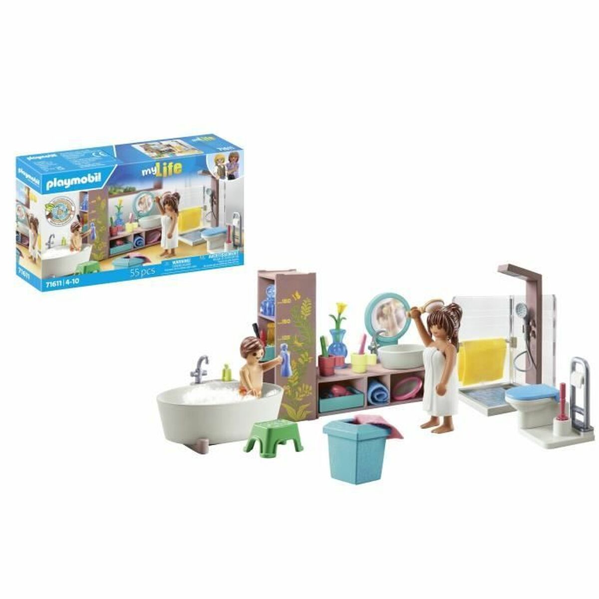 Playset Playmobil 71611 - Bathroom bathtub 55 Piese - Jucarii si jocuri, Păpuși și figurine