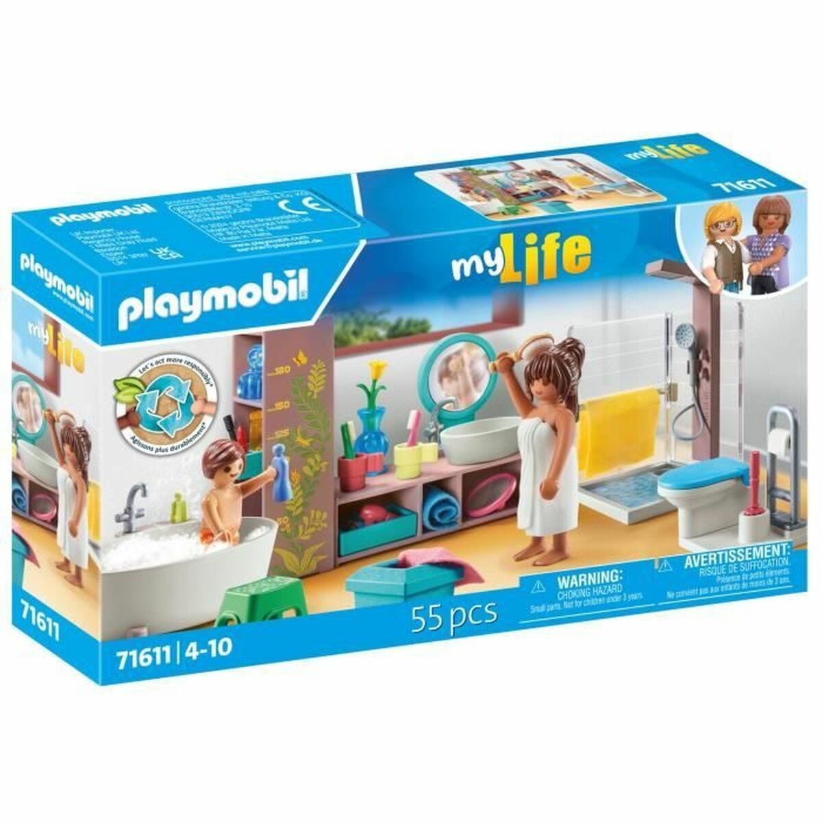 Playset Playmobil 71611 - Bathroom bathtub 55 Piese - Jucarii si jocuri, Păpuși și figurine