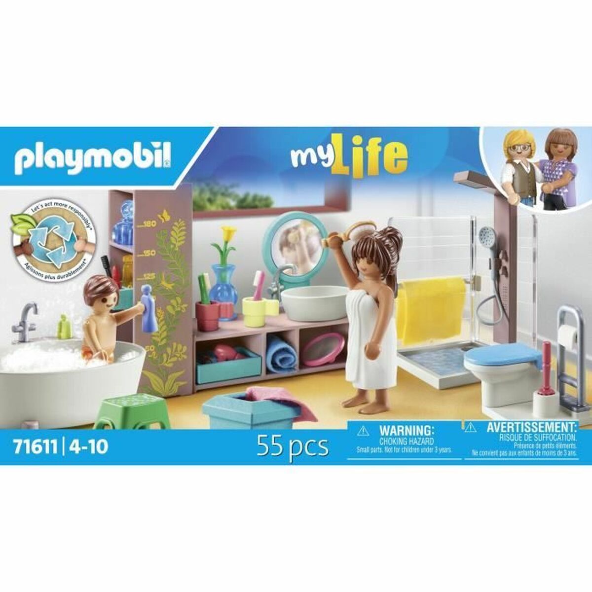Playset Playmobil 71611 - Bathroom bathtub 55 Piese - Jucarii si jocuri, Păpuși și figurine