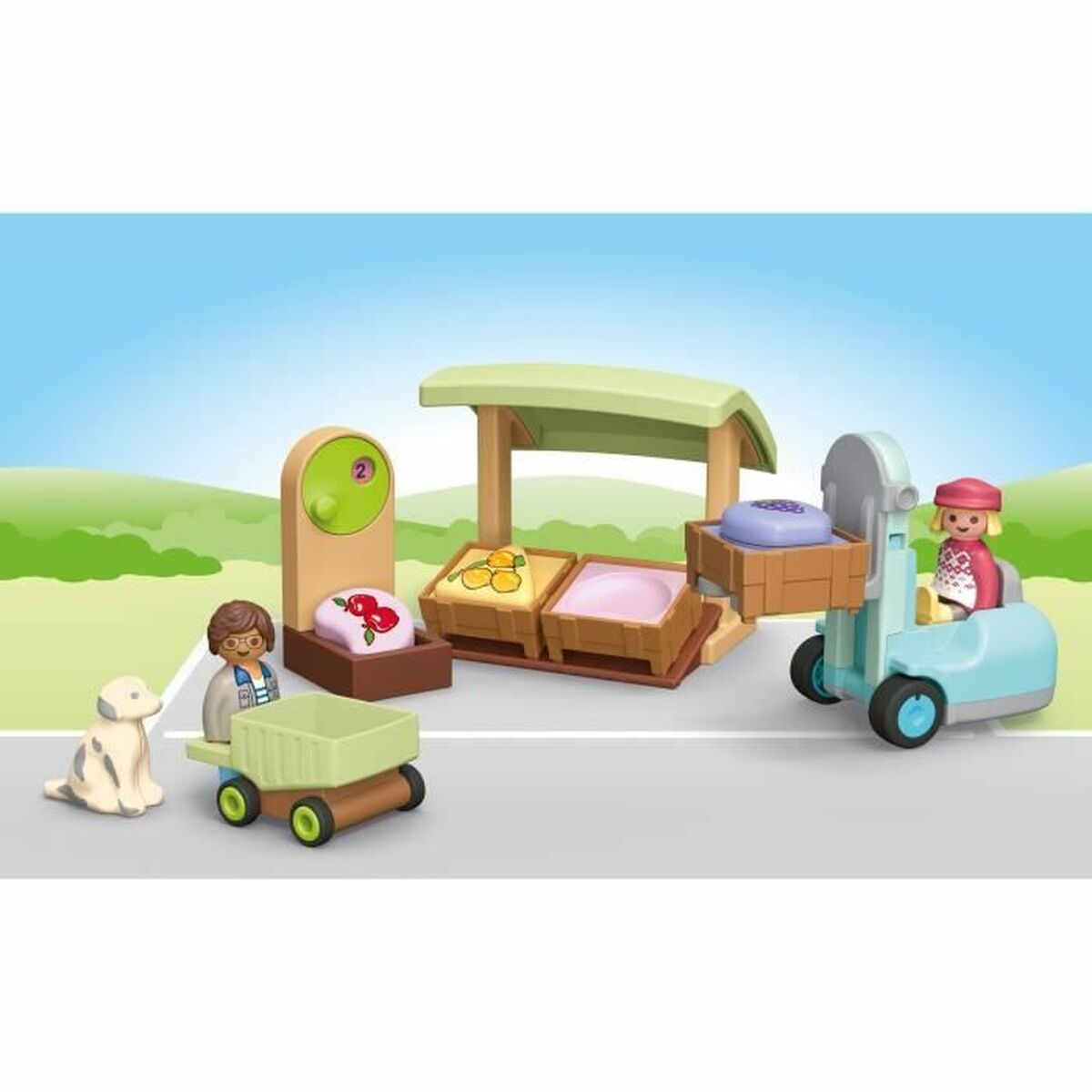 Playset Playmobil Junior 71691 - Organic fruit and vegetable stall 17 Piese - Jucarii si jocuri, Păpuși și figurine