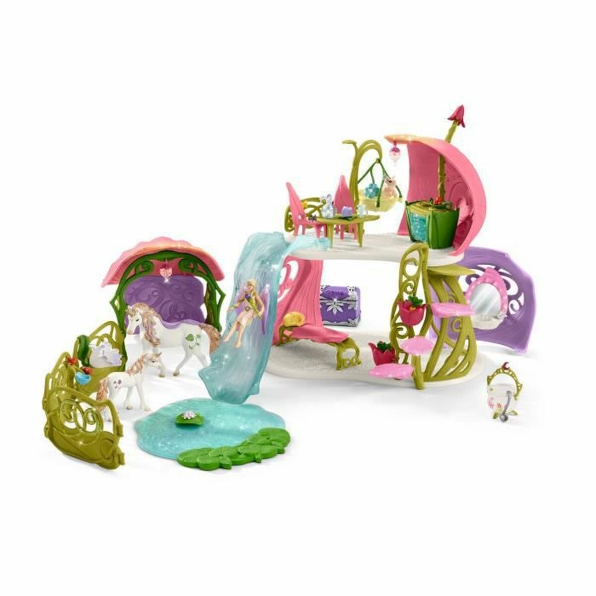 Playset Schleich glitter house with unicorns, lake and stable - 42445 Cal - Jucarii si jocuri, Păpuși și figurine