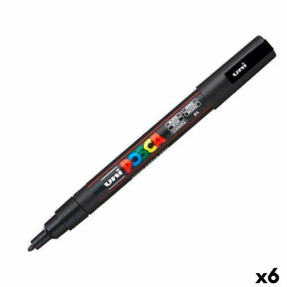 Cariocă POSCA PC-3M Negru (6 Unități) - Birou și papetărie, Pixuri, creioane și articole de scris
