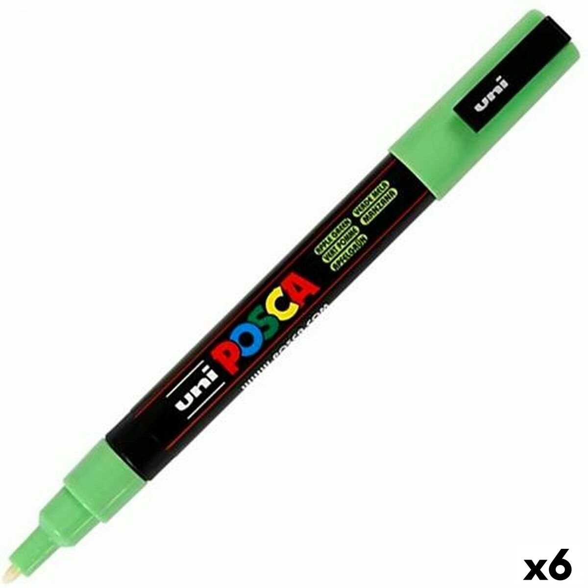 Marcaj de vopsea acrilică POSCA PC-3M Verde deschis 0,9-1,3 mm (6 Unități) - Birou și papetărie, Pixuri, creioane și articole de scris
