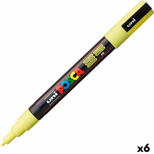 Marcaj de vopsea acrilică POSCA PC-3M Galben 0,9-1,3 mm (6 Unități) - Birou și papetărie, Pixuri, creioane și articole de scris