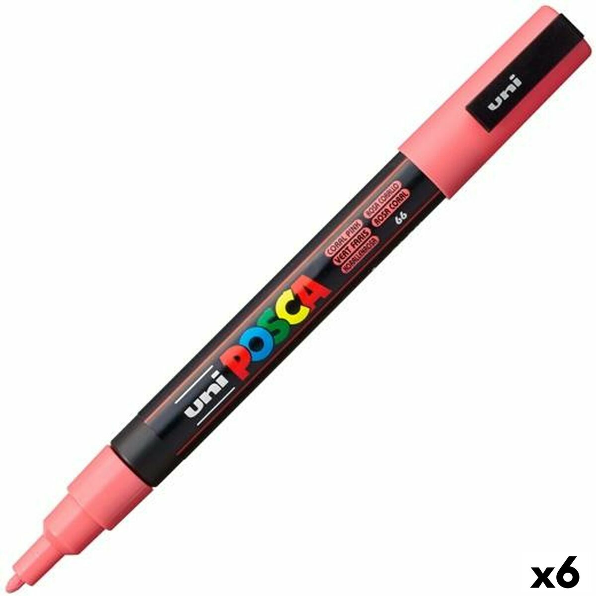 Marcaj de vopsea acrilică POSCA PC-3M Coral 0,9-1,3 mm (6 Unități) - Birou și papetărie, Pixuri, creioane și articole de scris