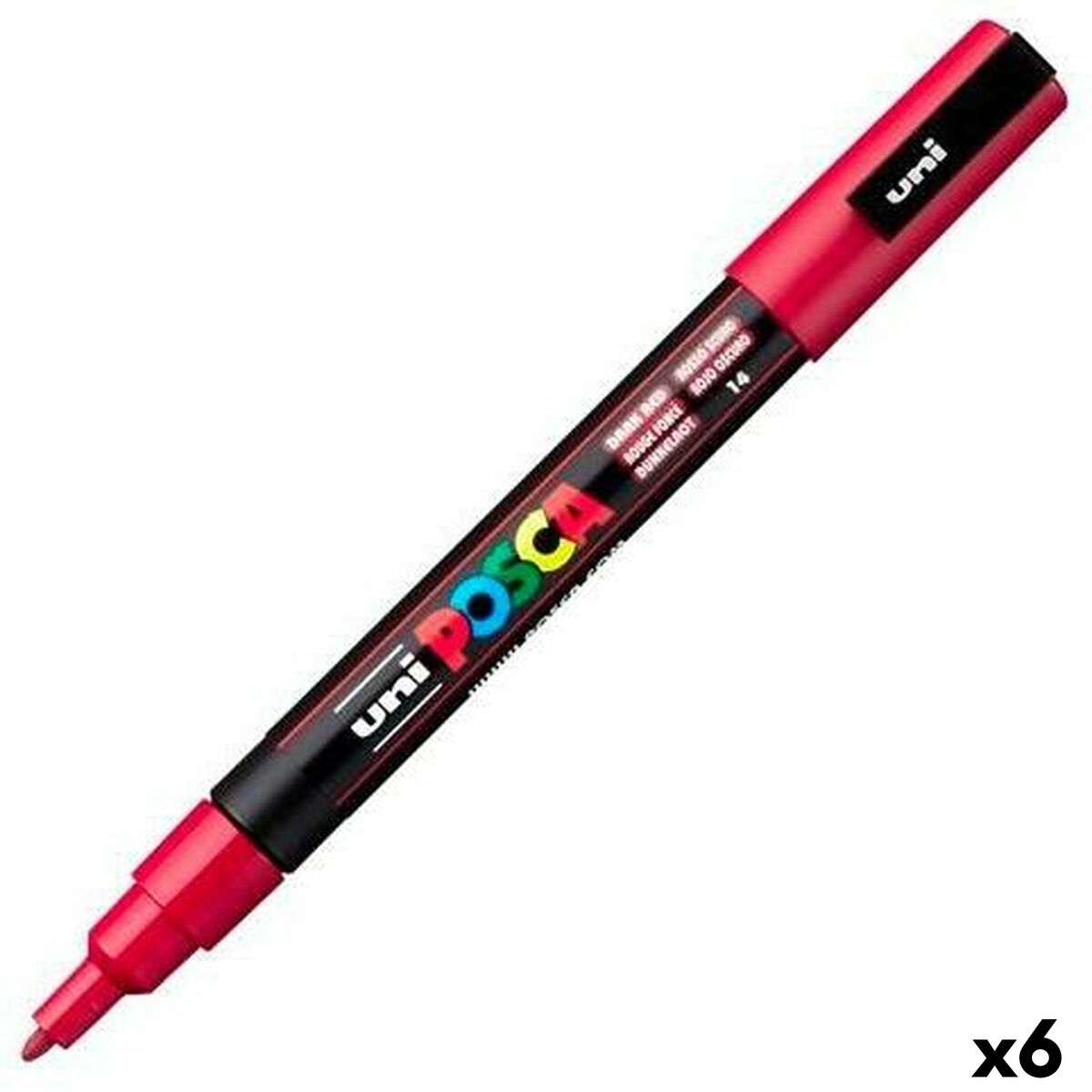 Cariocă POSCA PC-3M Roșu Închis (6 Unități) - Birou și papetărie, Pixuri, creioane și articole de scris