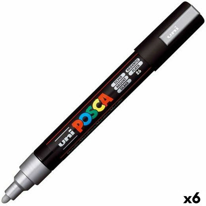 Carioci POSCA PC-5M Argintiu (6 Unități) - Birou și papetărie, Pixuri, creioane și articole de scris