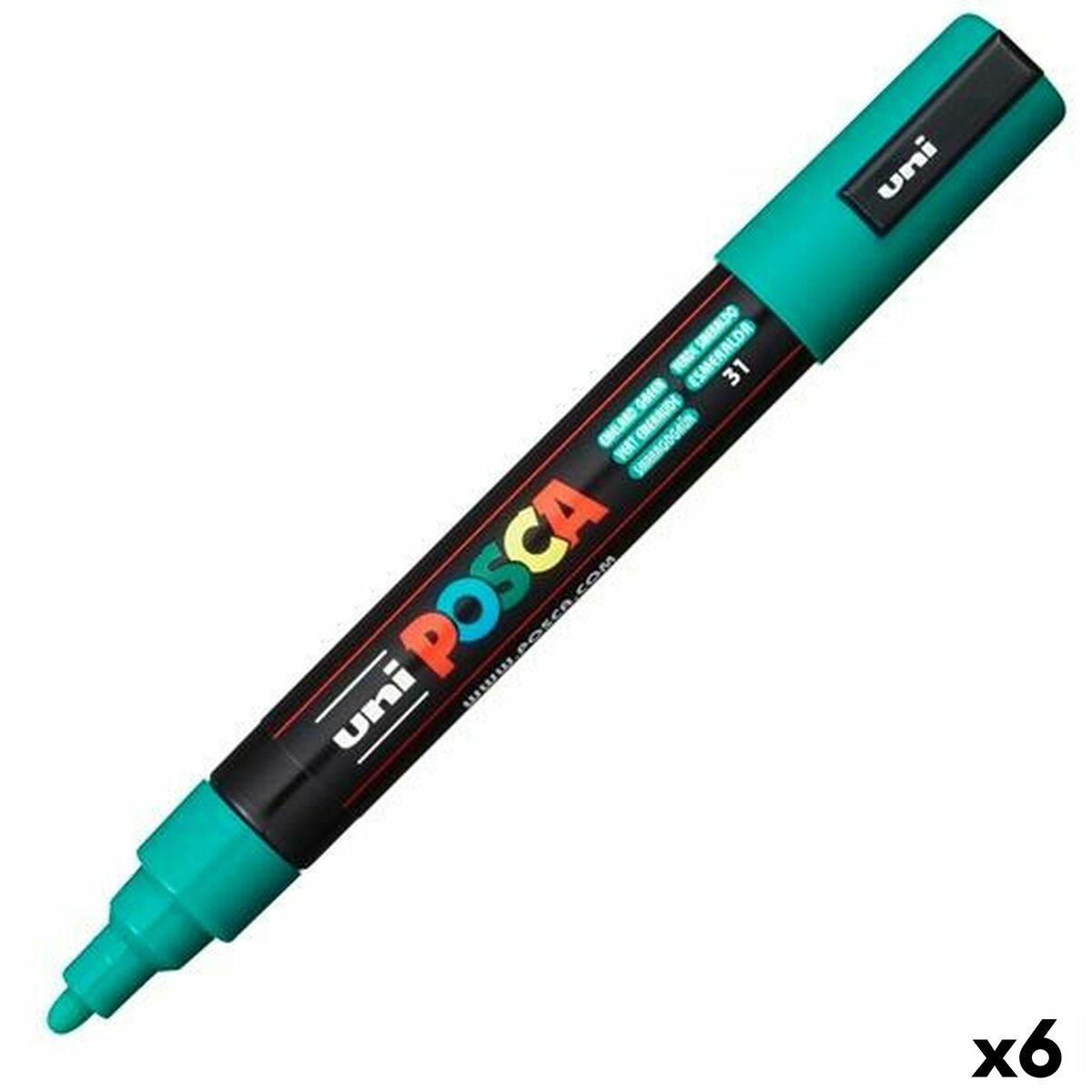 Marcaj de vopsea acrilică POSCA Verde Smarald (6 Unități) - Birou și papetărie, Pixuri, creioane și articole de scris