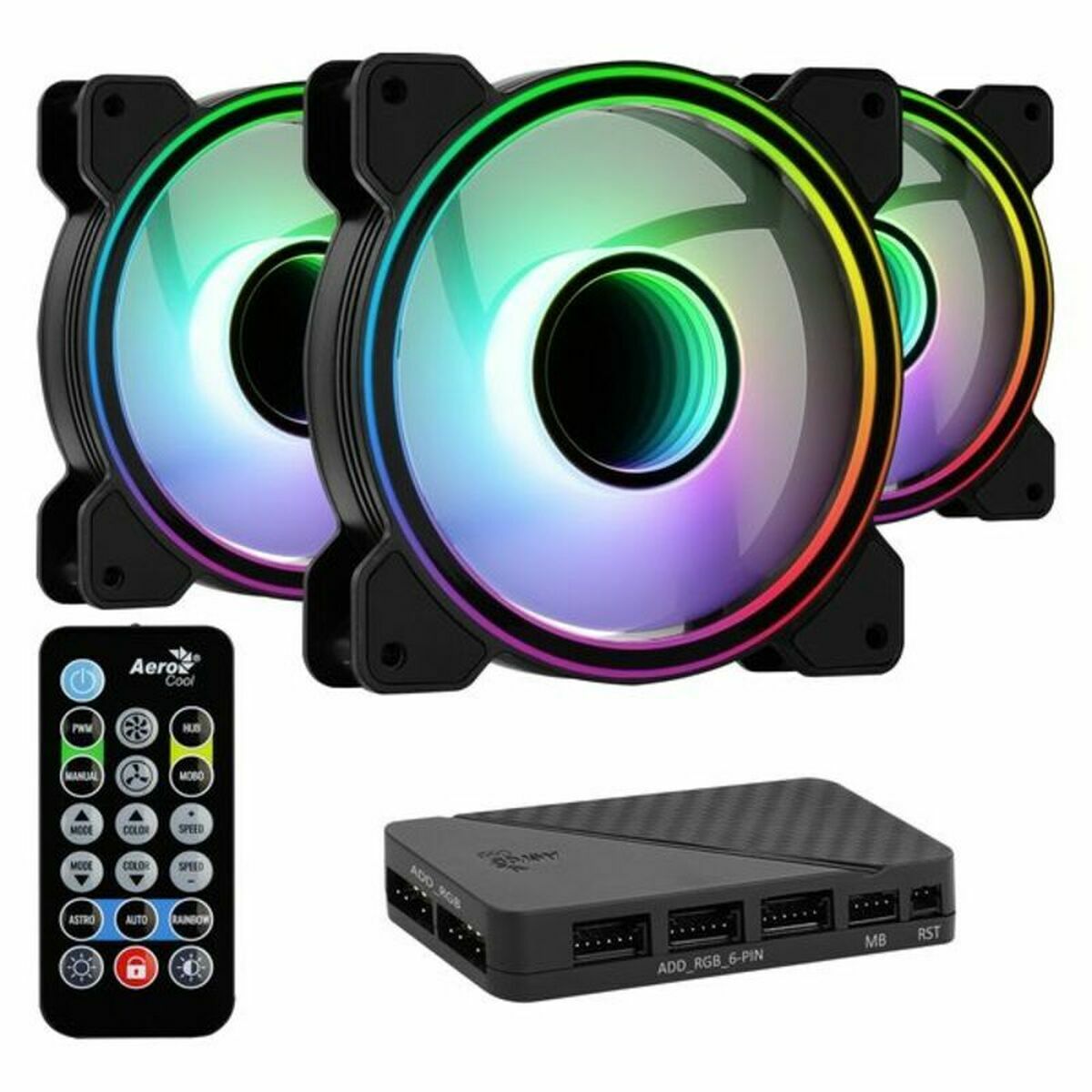Ventilator de Unitate Aerocool Mirage 12 ARGB Pro 12V Ø 12 cm (3 Unități) (3 pcs) - Tehnică de calcul, Componente