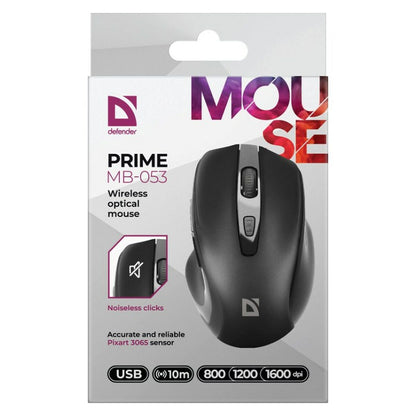 Mouse Fără Fir Optic Defender DEFENDER PRIME MB-053 RF SILENT Negru - Tehnică de calcul, Accesorii