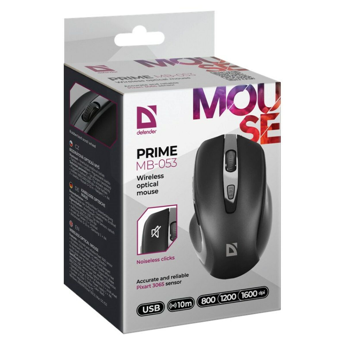 Mouse Fără Fir Optic Defender DEFENDER PRIME MB-053 RF SILENT Negru - Tehnică de calcul, Accesorii