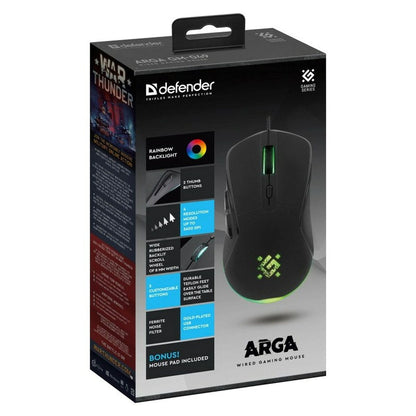 Mouse Gaming Defender GM-049 ARGA Negru 3600 DPI - Tehnică de calcul, Accesorii