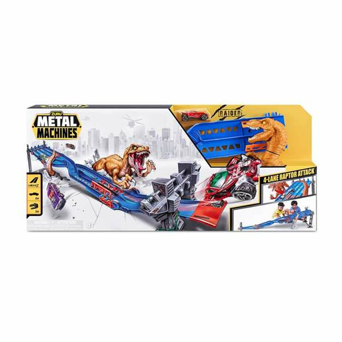 Pistă de Curse Zuru Metal Machines 4-Lane Raptor Attack 70 x 11 x 30 cm - Jucarii si jocuri, Vehicule