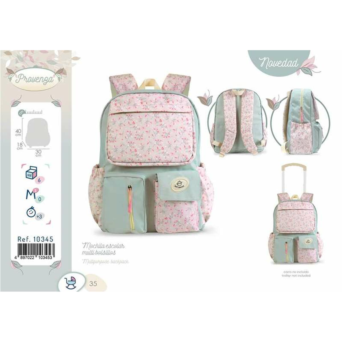 Ghiozdan Decuevas Multicolor Květiny 40 x 18 x 30 cm - Birou și papetărie, Material școlar și educațional