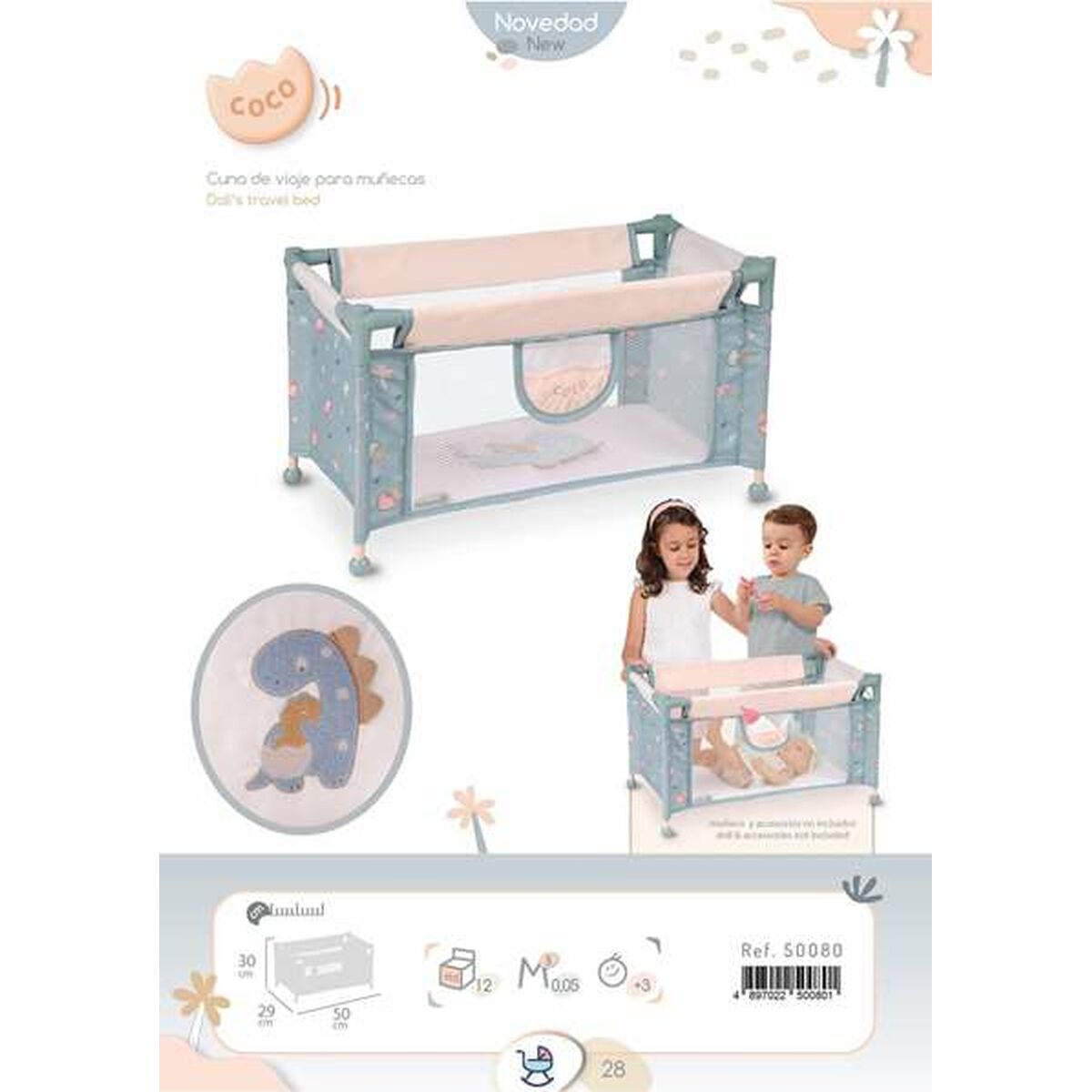 Leagăn de Voiaj Decuevas Coco 50 x 29 x 30 cm Albastru - Jucarii si jocuri, Păpuși și accesorii