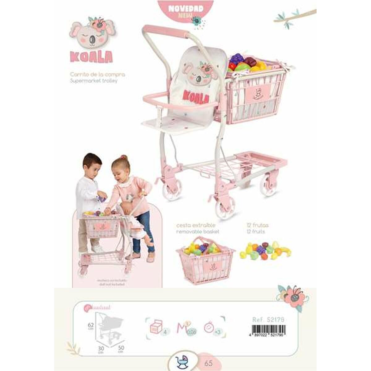 Cărucior de cumpărături Decuevas Koala 30 x 50 x 62 cm - Jucarii si jocuri, Imitații de jocuri