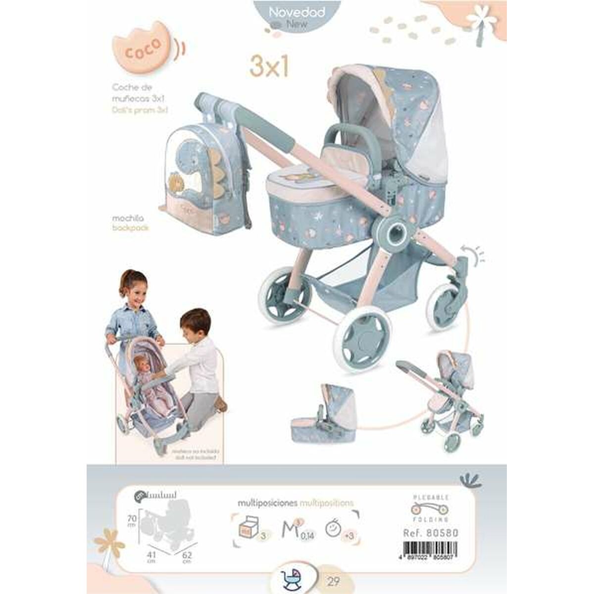 Cărucior pentru Păpuși Decuevas Coco 41 x 62 x 70 cm - Jucarii si jocuri, Păpuși și accesorii