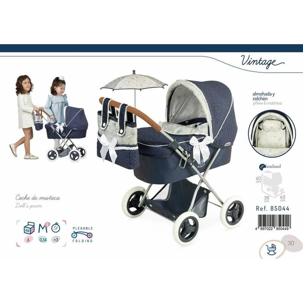 Cărucior pentru Păpuși Decuevas Vintage 38 x 65 x 60 cm - Jucarii si jocuri, Păpuși și accesorii