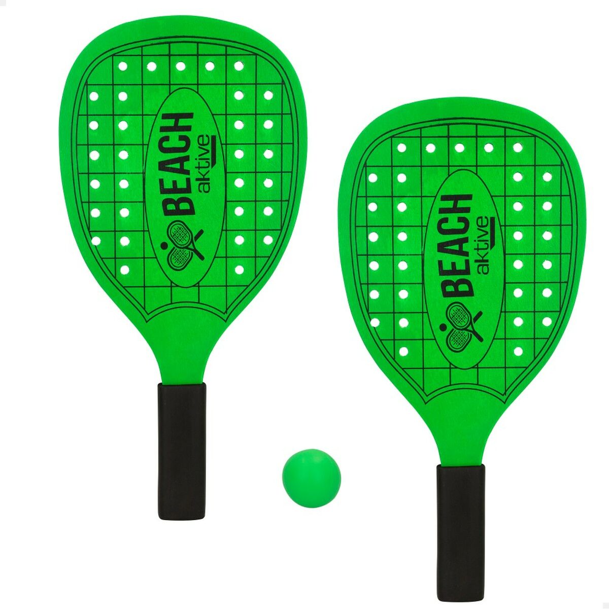 Palete de Plajă cu Minge Aktive Neon Lemn 20 x 40 cm (12 Unități) - Jucarii si jocuri, În aer liber și sport