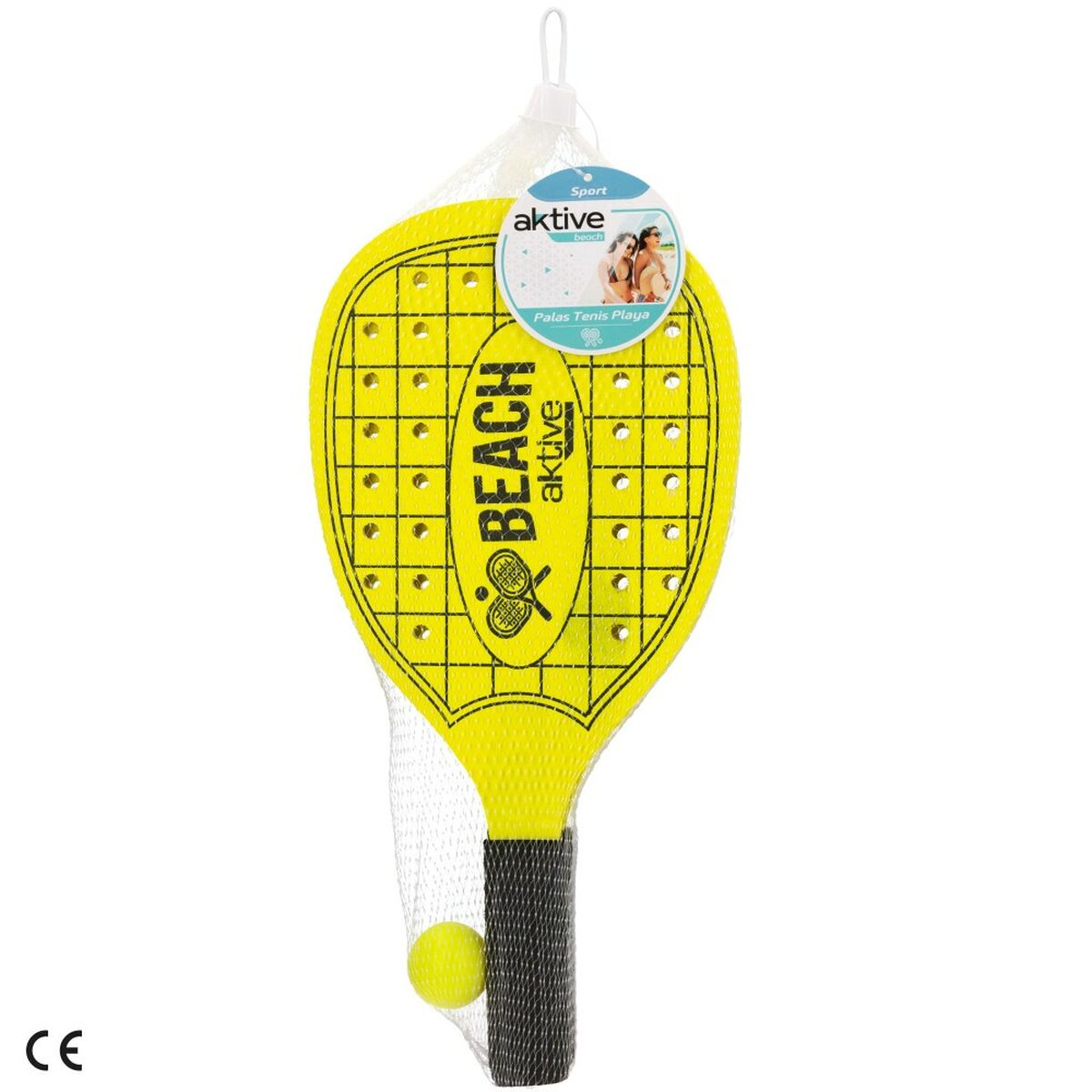 Palete de Plajă cu Minge Aktive Neon Lemn 20 x 40 cm (12 Unități) - Jucarii si jocuri, În aer liber și sport