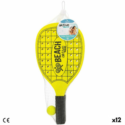 Palete de Plajă cu Minge Aktive Neon Lemn 20 x 40 cm (12 Unități) - Jucarii si jocuri, În aer liber și sport