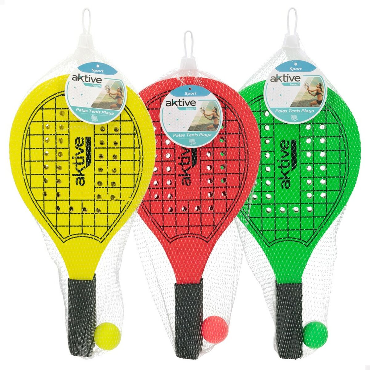 Palete de Plajă cu Minge Aktive Lemn 20,5 x 39,5 cm (24 Unități) - Jucarii si jocuri, În aer liber și sport