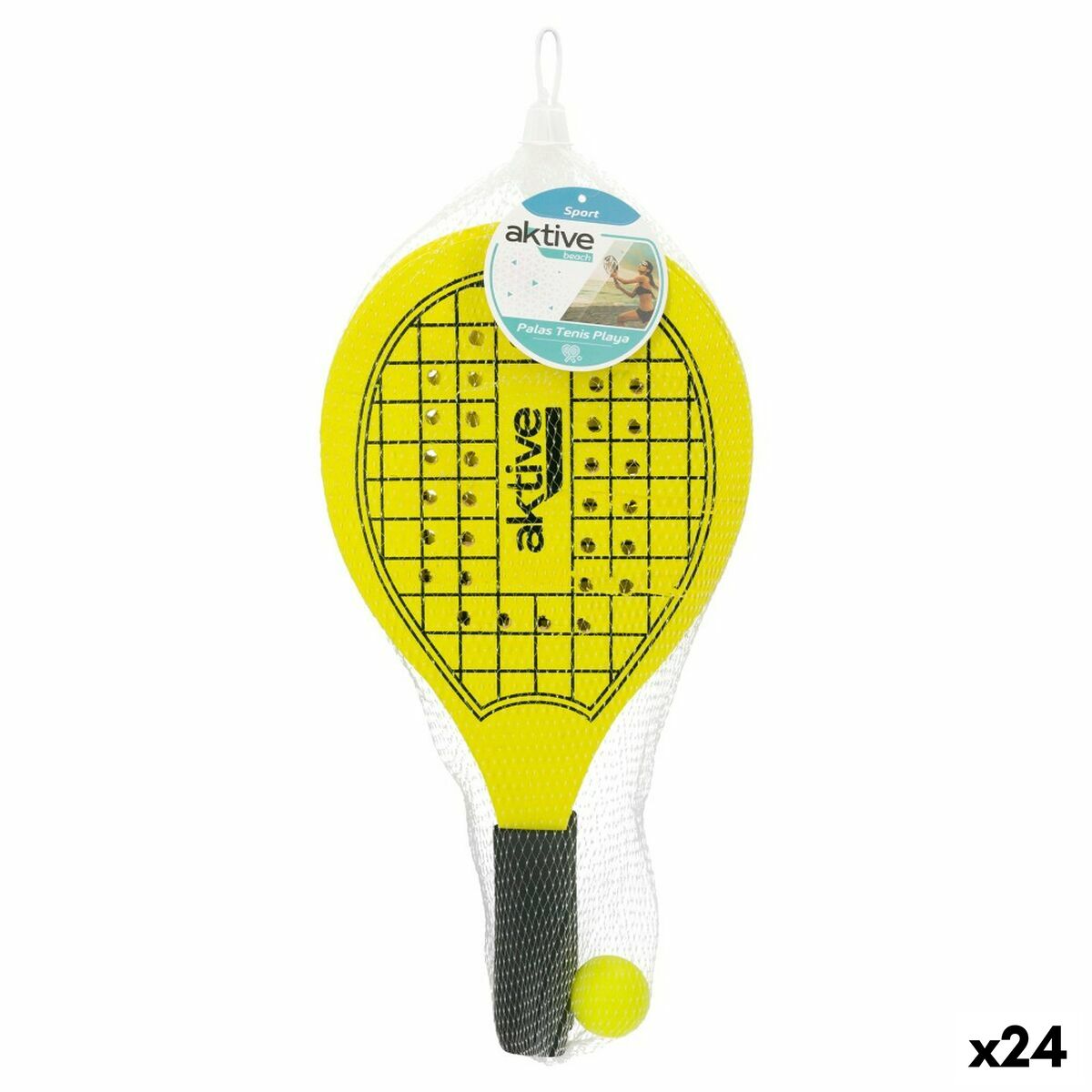 Palete de Plajă cu Minge Aktive Lemn 20,5 x 39,5 cm (24 Unități) - Jucarii si jocuri, În aer liber și sport