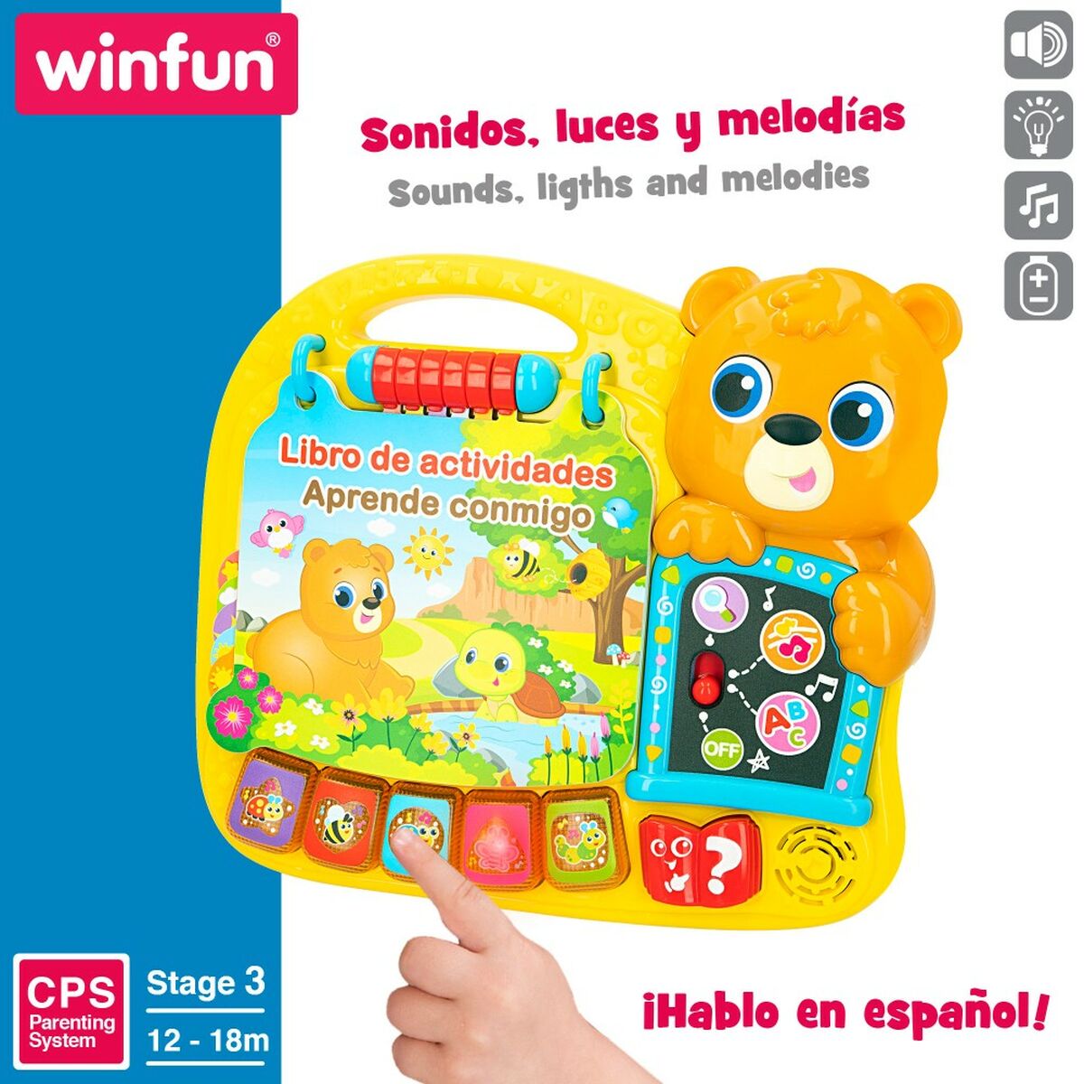 Cartea interactivă pentru copii Winfun 26,5 x 4,5 x 23,5 cm ES (4 Unități) - Bebelus, Jucăriile copilăriei timpurii