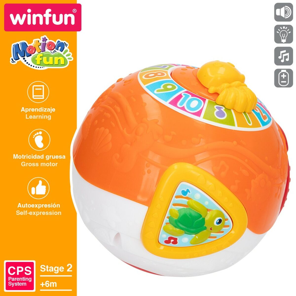 Jucărie muzicală Winfun 15 x 15 cm (4 Unități) Míč - Bebelus, Jucăriile copilăriei timpurii