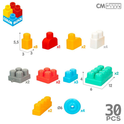Plăci de Construcții Color Block Valiză Mașină de poliție 30 Piese (2 Unități) - Jucarii si jocuri