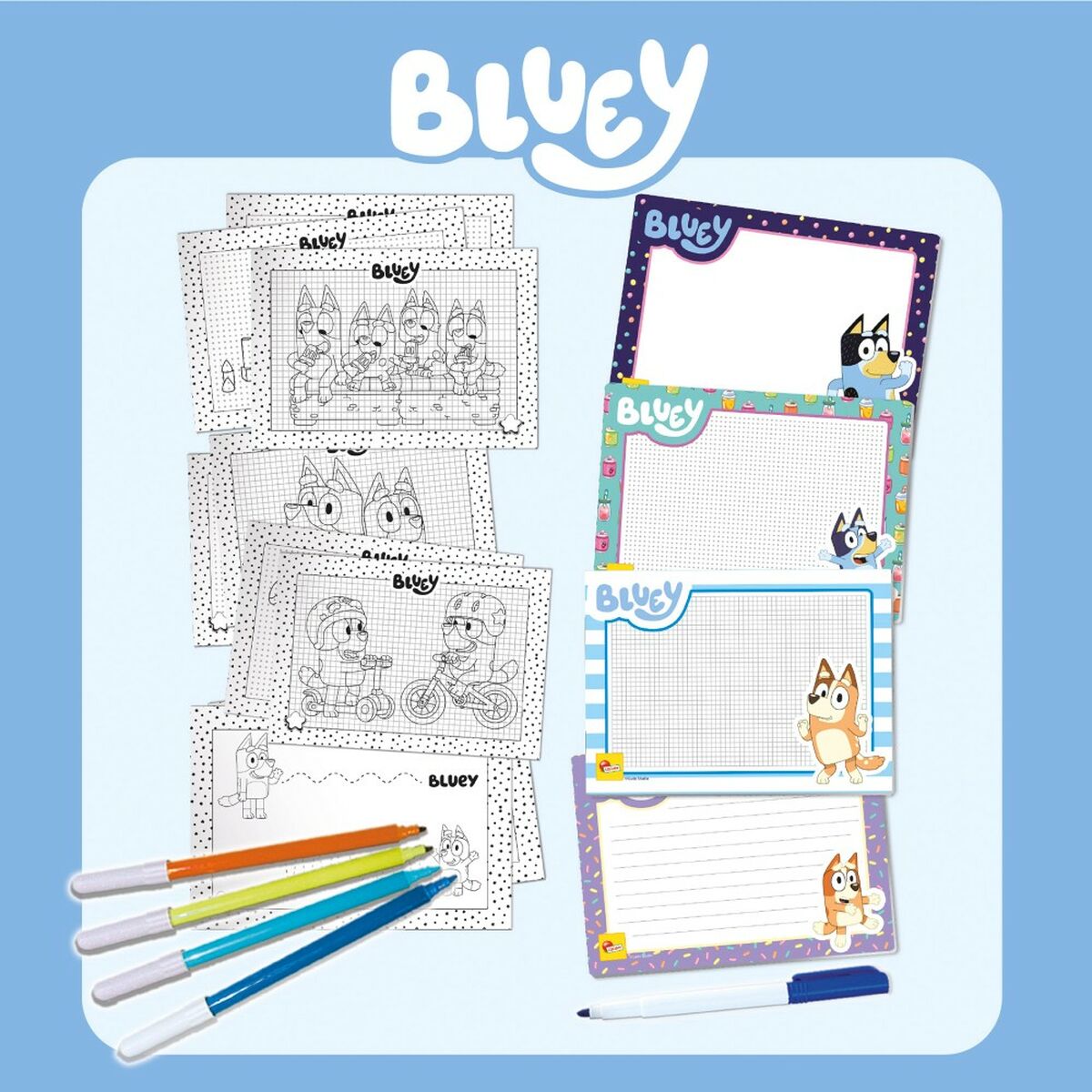 Set pentru desen Bluey Pocket Drawing School (12 Unități) - Jucarii si jocuri, Activități creative