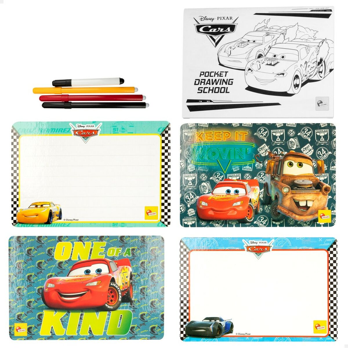Set pentru desen Cars Pocket Drawing School (6 Unități) - Jucarii si jocuri, Activități creative