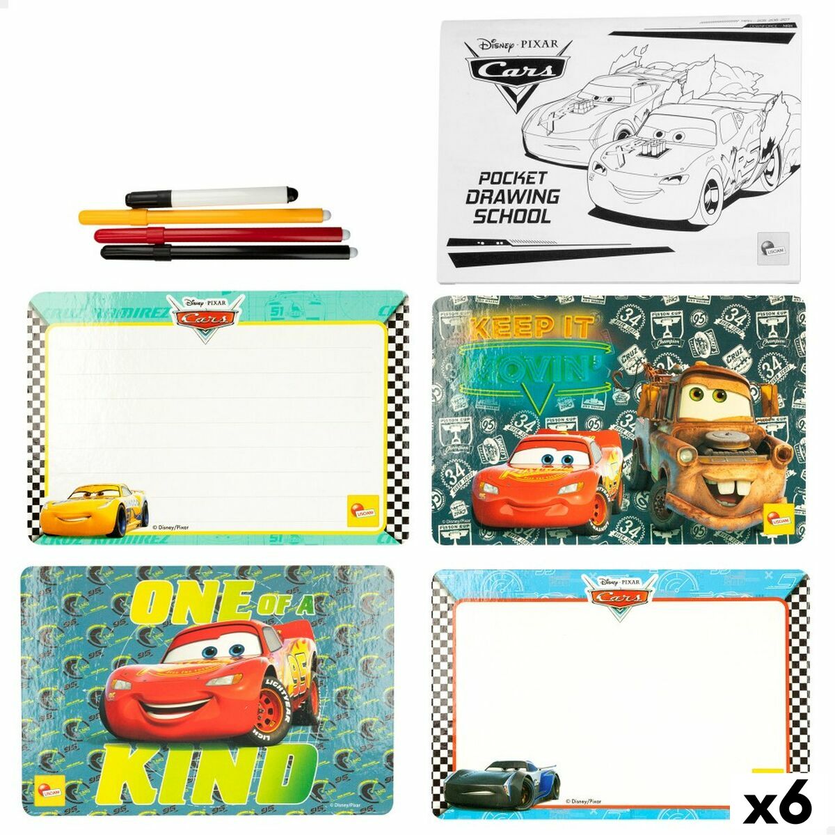 Set pentru desen Cars Pocket Drawing School (6 Unități) - Jucarii si jocuri, Activități creative