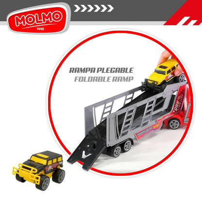 Camion Autotransporter Colorbaby 47 x 13 x 8 cm (4 Unități) 3 Piese Frecare/fricţiune - Jucarii si jocuri, Vehicule
